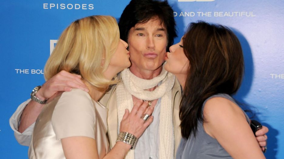 Ron Moss z partnerkami z "Mody na sukces": Katherine Kelly Lang i Hunter Tylo