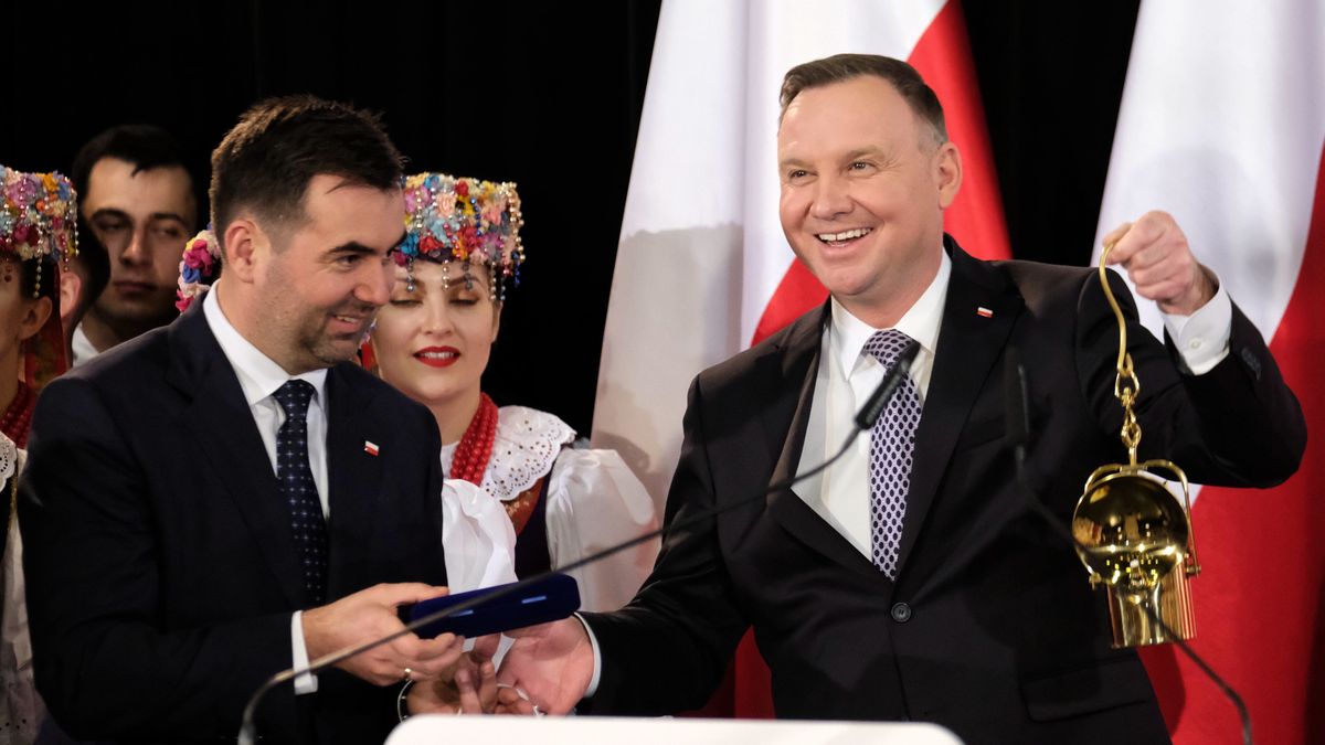 Błażej Spychalski i Andrzej Duda podczas wizyty