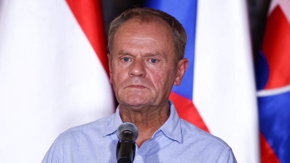 Donald Tusk, the Prime Minister of Poland, attends a press conference at the town hall in in Wroclaw, Poland on September 19, 2024. The European Commission President  announced an $11 billion euros package to help central Europe recover from severe floods of Storm Boris. (Photo by Beata Zawrzel/NurPhoto via Getty Images)