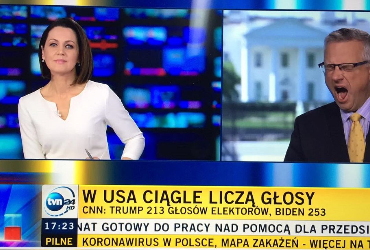 Dziennikarz TVN ziewnął na wizji