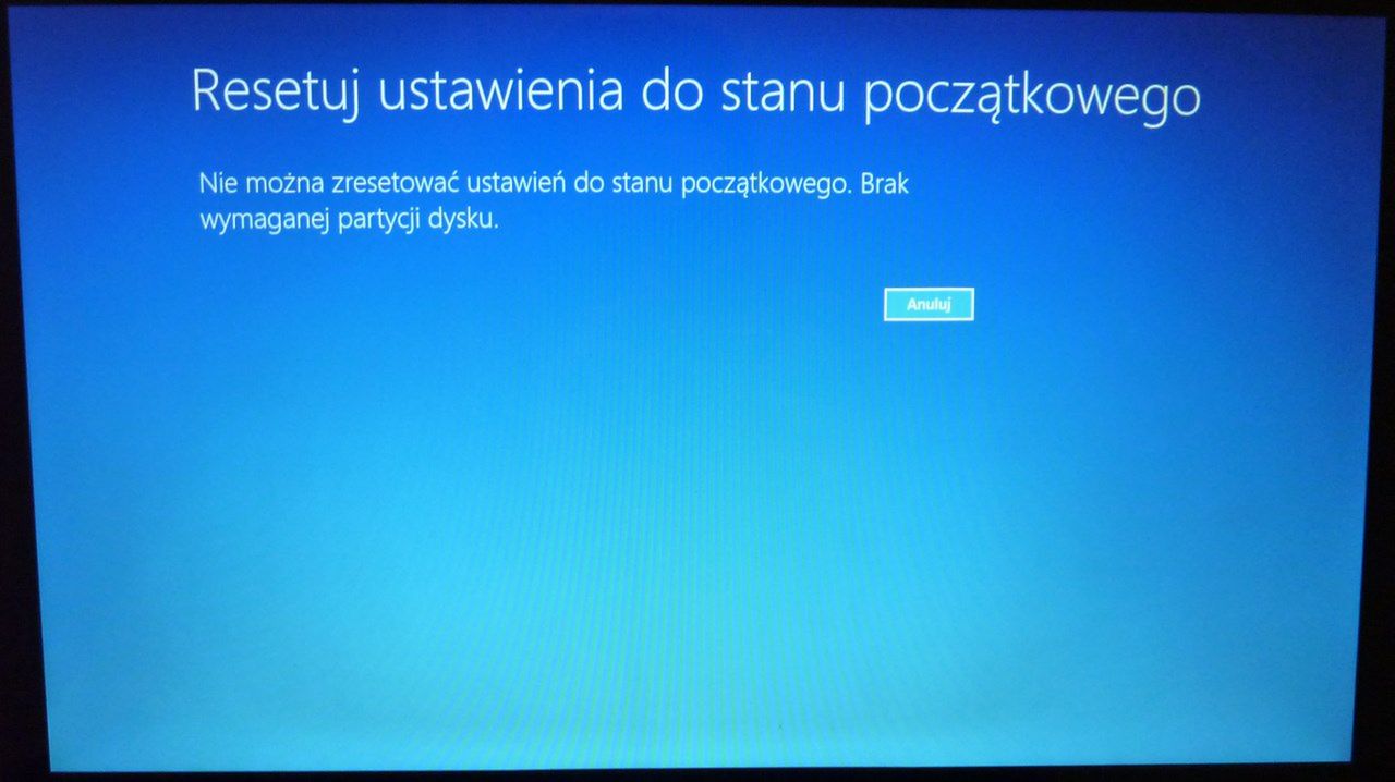 Błąd przywracania systemu