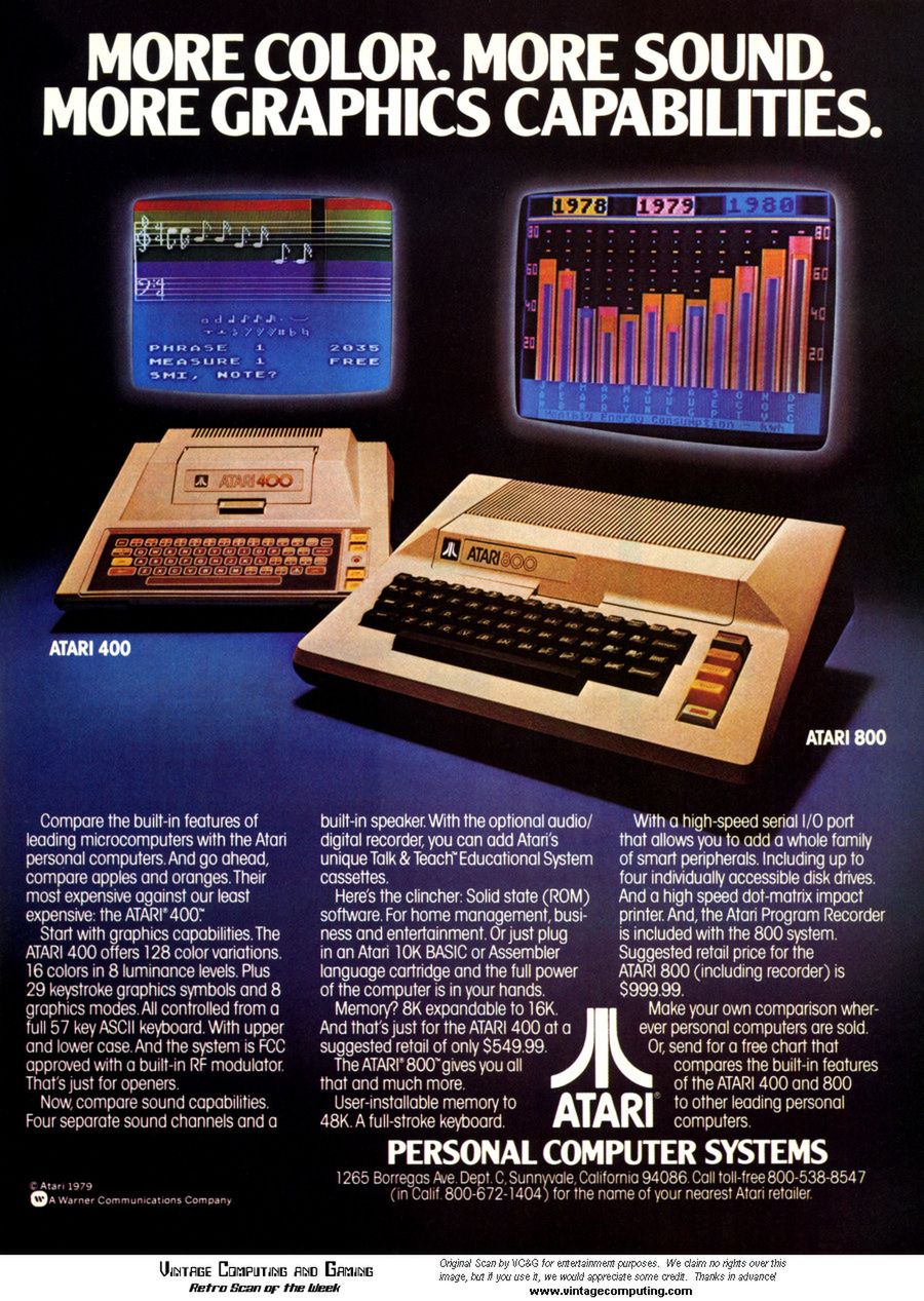 Reklama Atari z listopadowego numeru magazynu Byte z 1979 roku.