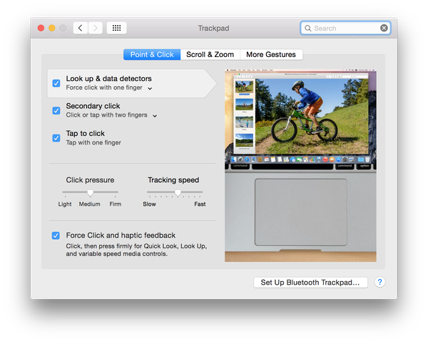 Konfiguracja siły nacisku w OS X Yosemite (źródło: 9to5mac.com)