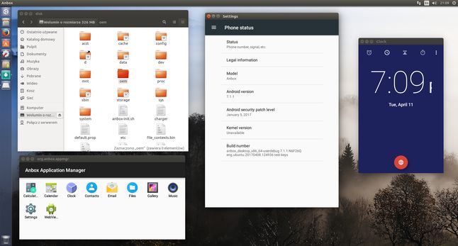 Anbox z Androidem 7.1 na Ubuntu 16.04 LTS