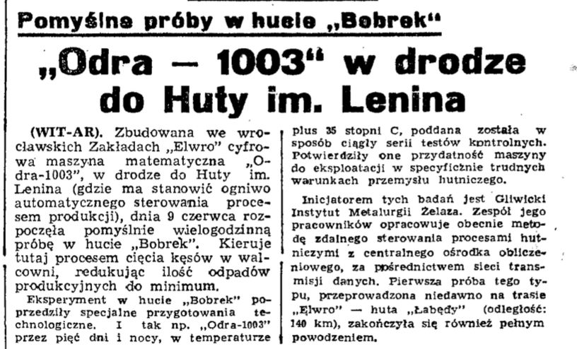 Fragment z Dziennika Polskiego  (środa 10 kwietnia 1964 r.)