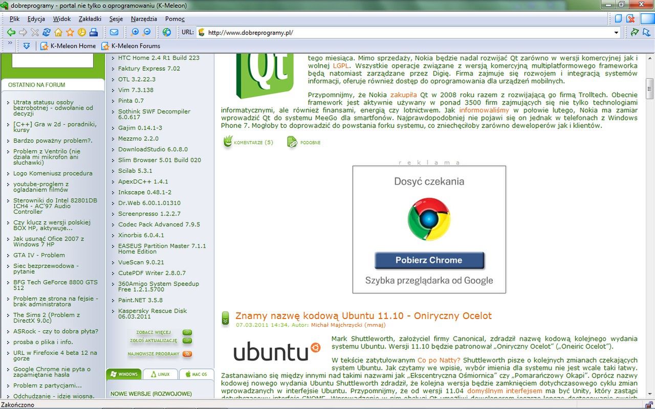 K-Meleon - widok ogólny