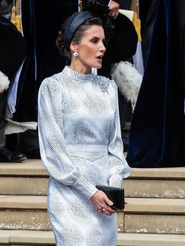 Queen Elizabeth II and other members of the British Royal Family attend a service for the Most Noble Order of the Garter at St. Georges Chapel in Windsor Castle. The Kings of Spain and The Netherlands were also in attendance and are installed as Supernumary Knights of the Garter.  Featuring: Queen Letizia of Spain Where: Windsor, United Kingdom When: 17 Jun 2019 Credit: John Rainford/Cover Images