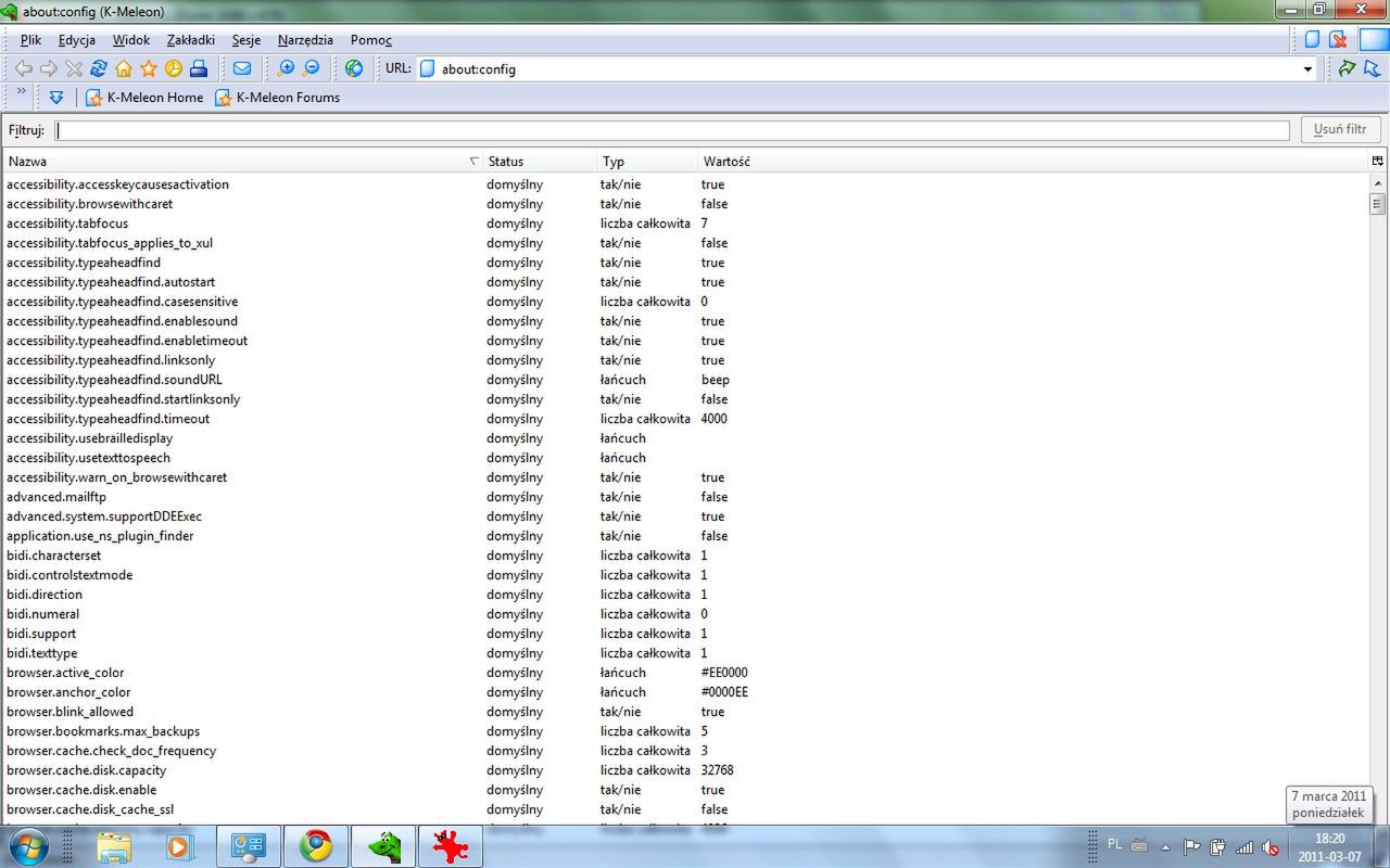 K-Meleon - about:config