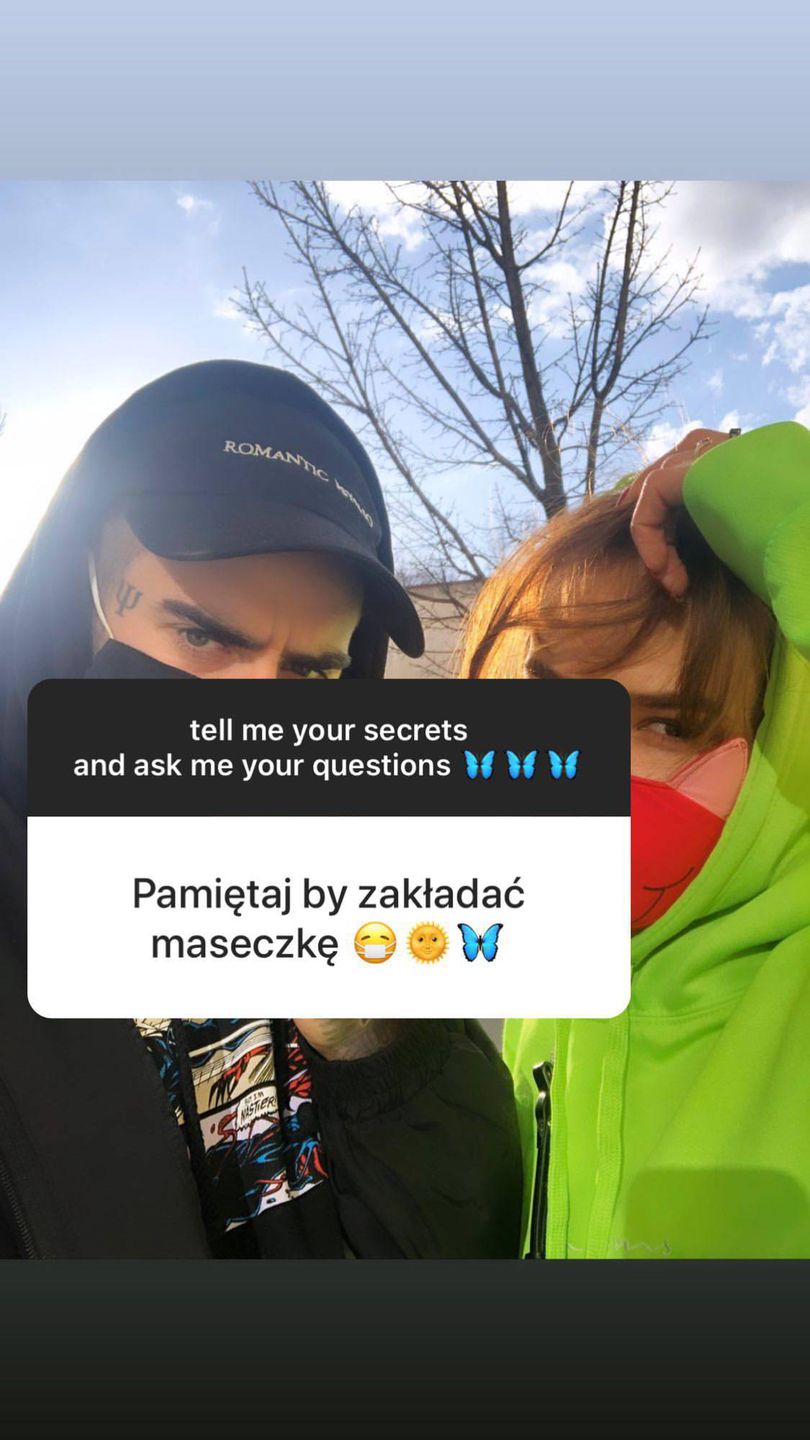 Natalia Szroeder i Quebonafide w maskach