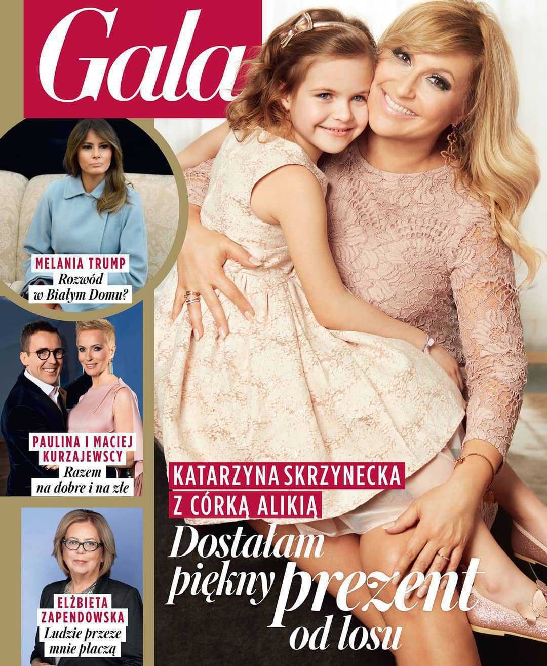Katarzyna Skrzynecka z córeczka w nowej Gali