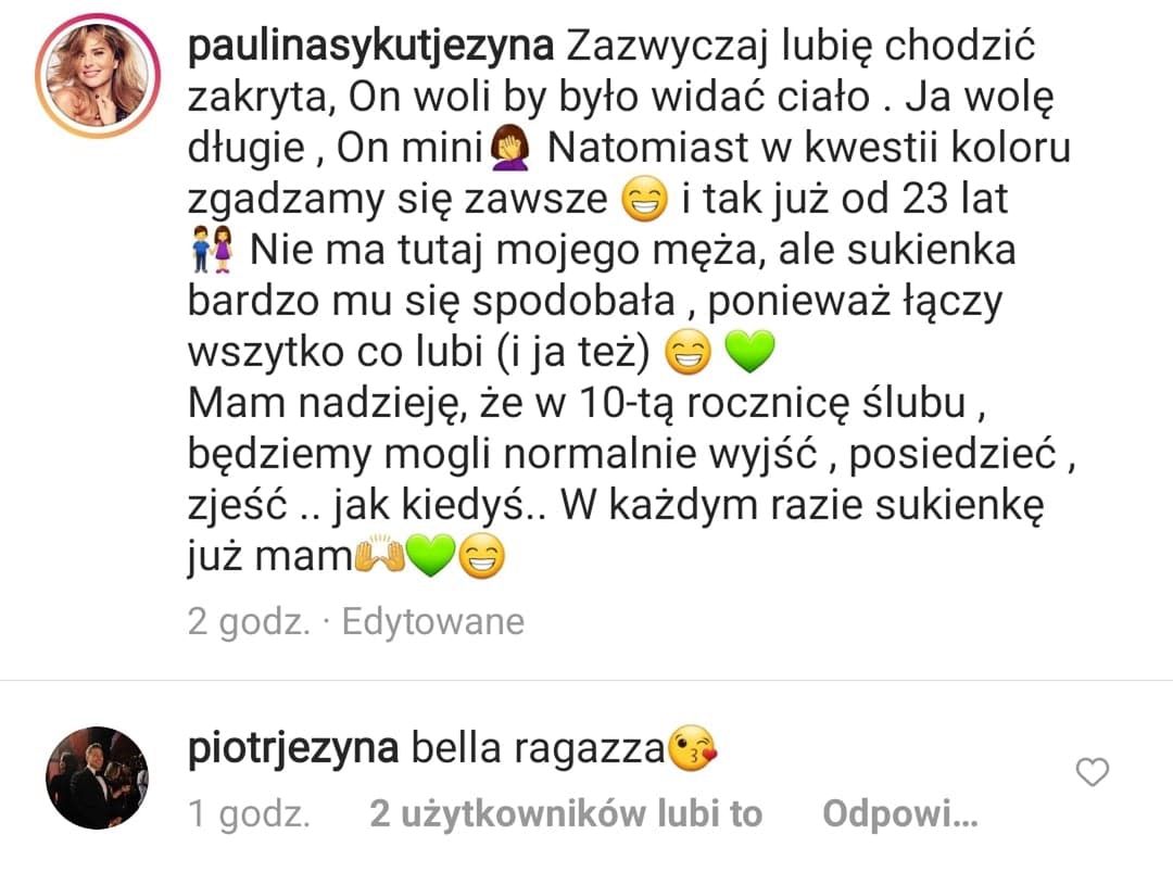 Piotr Jeżyna komentuje zdjęcia żony