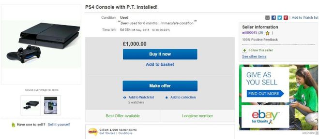 Gracze sprzedają PS4 z demem Silent Hills za 1000 funtów!