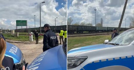 Protest rolników w Hrubieszowie. Nie chcą ukraińskiego zboża, policja pilnuje pociągów wjeżdżających do Polski