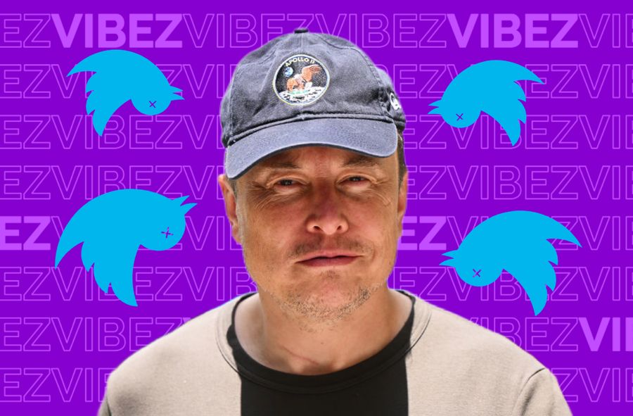 Elon Musk otoczony nieżywymi ptaszkami Twittera