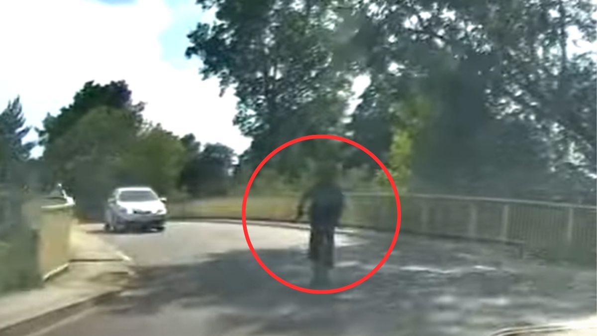 Pijany rowerzysta nagrany przez kierowcę