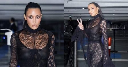 Kim Kardashian eksponuje zabójczą sylwetkę w prześwitującej sukni Balenciagi na Paryskim Tygodniu Mody (ZDJĘCIA)