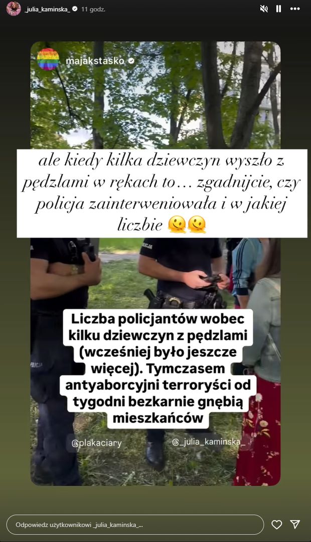 Julia Kamińska zrelacjonowała sprzeczkę z policjantem