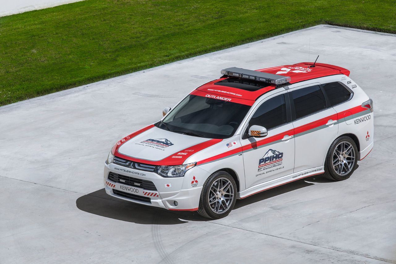 The completely redesigned 2014 Mitsubishi Outlander crossover will be the âOfficial Safety Vehicleâ for the 91st running of the Pikes Peak International Hill Climb (PPIHC) to be held on June 30, 2013. The legendary Mitsubishi Lancer Evolution high-performance sports sedan will also join the dynamic new 2014 Mitsubishi Outlander crossover as a supplemental safety vehicle.