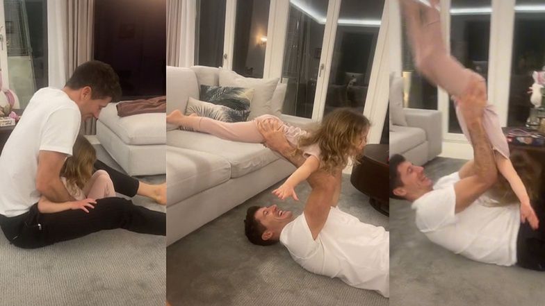 Robert Lewandowski bawi się z Klarą 