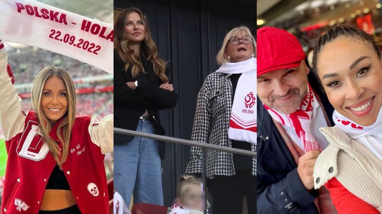 Celebryci kibicują na meczu na Stadionie Narodowym