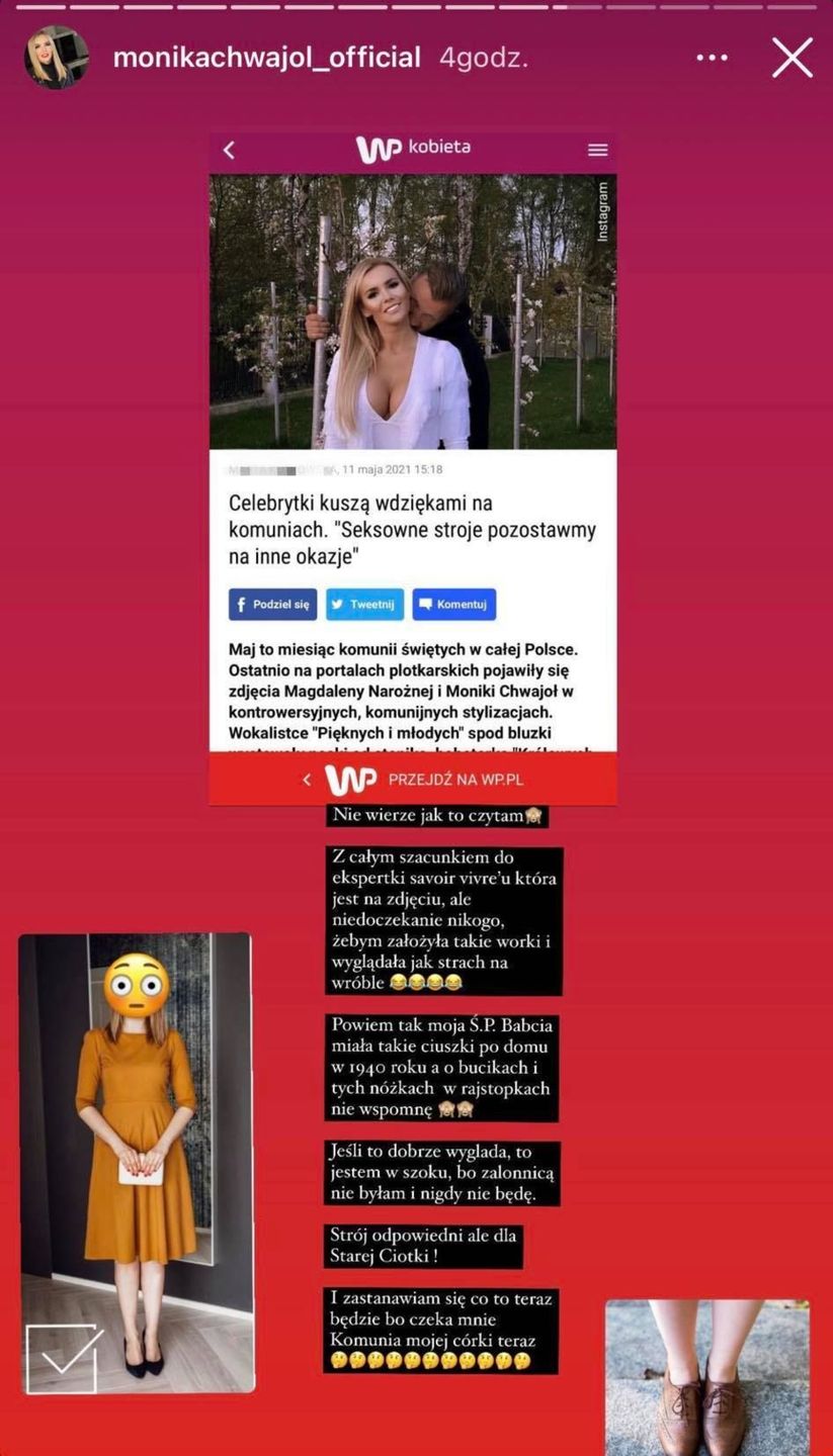 Monika Chwajoł broni swojej komunijnej stylizacji