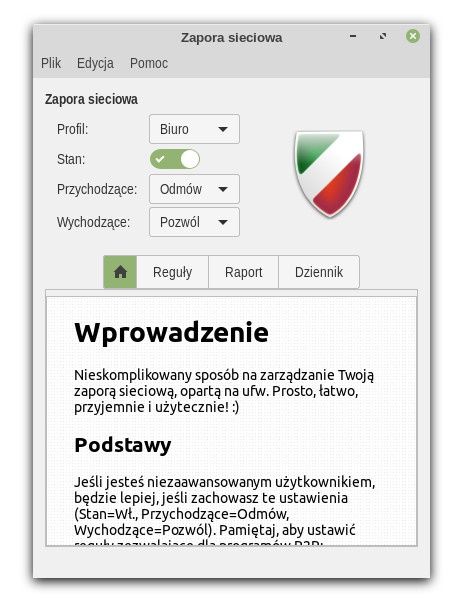 Prosty i łatwy w obsłudze interfejs graficzny Gufw Firewall