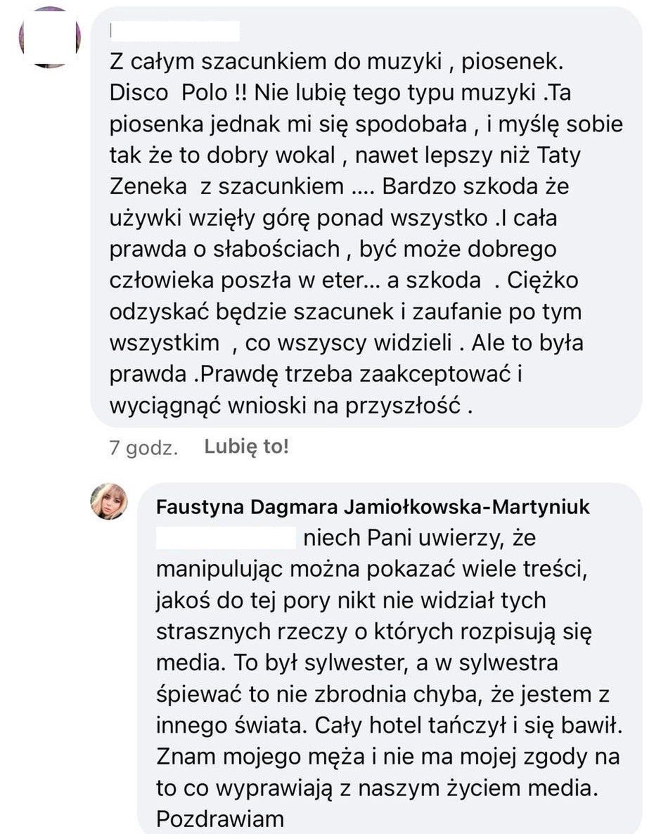 Faustyna odpowiada internautce i staje w obronie Daniela Martyniuka 