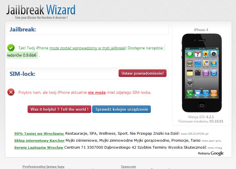 Ekspresowe sprawdzanie dostępności jailbreaka/unlocka dla konkretnych urządzeń iOS 2