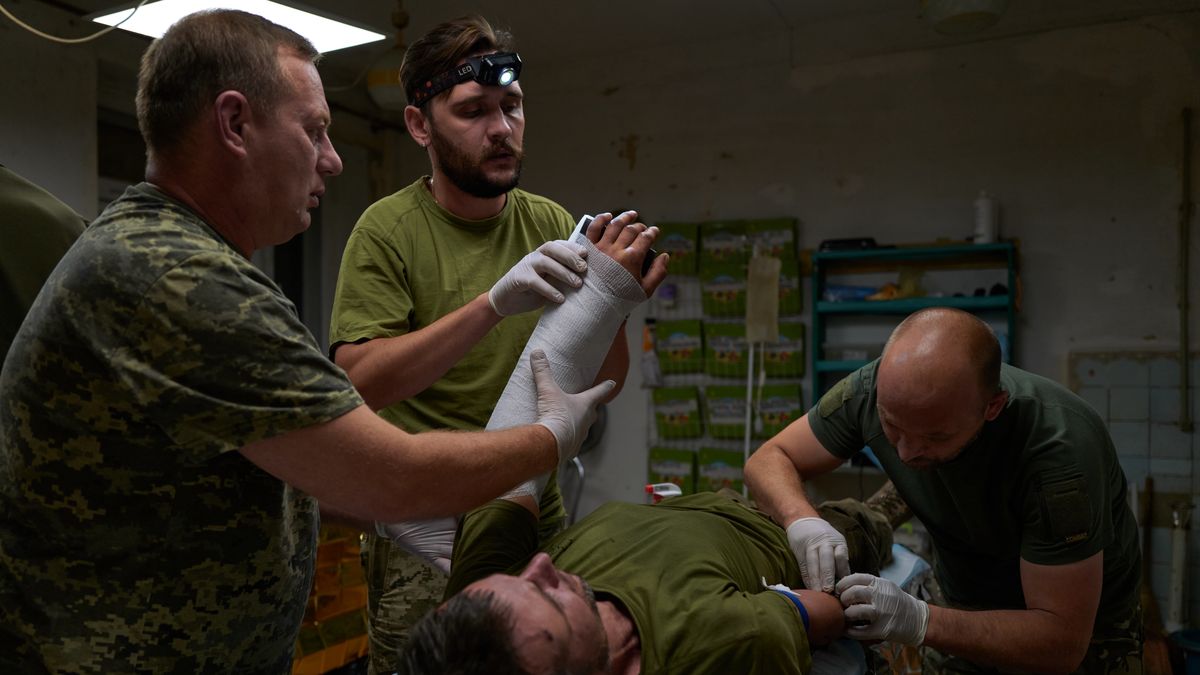 Daily Life In Ukraine
DONETSK REGION, UKRAINE - AUGUST 15: Medics of the Armed Forces of Ukraine treat a soldier with shrapnel wounds at a stabilization point following a Russian FPV drone strike on the frontline on August 15, 2025 in Donetsk Region, Ukraine. U.S. President Donald Trump and Russian President Vladimir Putin met earlier today at Joint Base Elmendorf-Richardson in Anchorage, Alaska, to discuss the war in Ukraine, but the talks ended in deadlock with no breakthrough. (Photo by Pierre Crom/Getty Images)
Pierre Crom