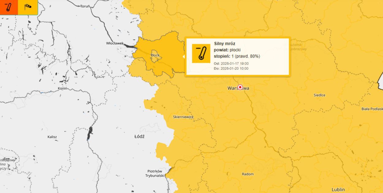 Silne mrozy w Płocku. Służby apelują o czujność i pomoc potrzebującym
