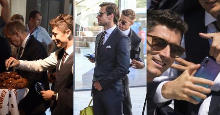 Mundial 2018: Modni i eleganccy polscy piłkarze przywitani w Rosji chlebem (ZDJĘCIA)
