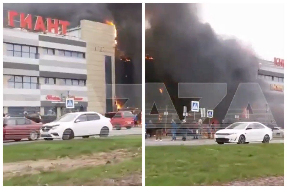 Pożar największej galerii w Królewcu. Świadkowie: zapaliło się auto