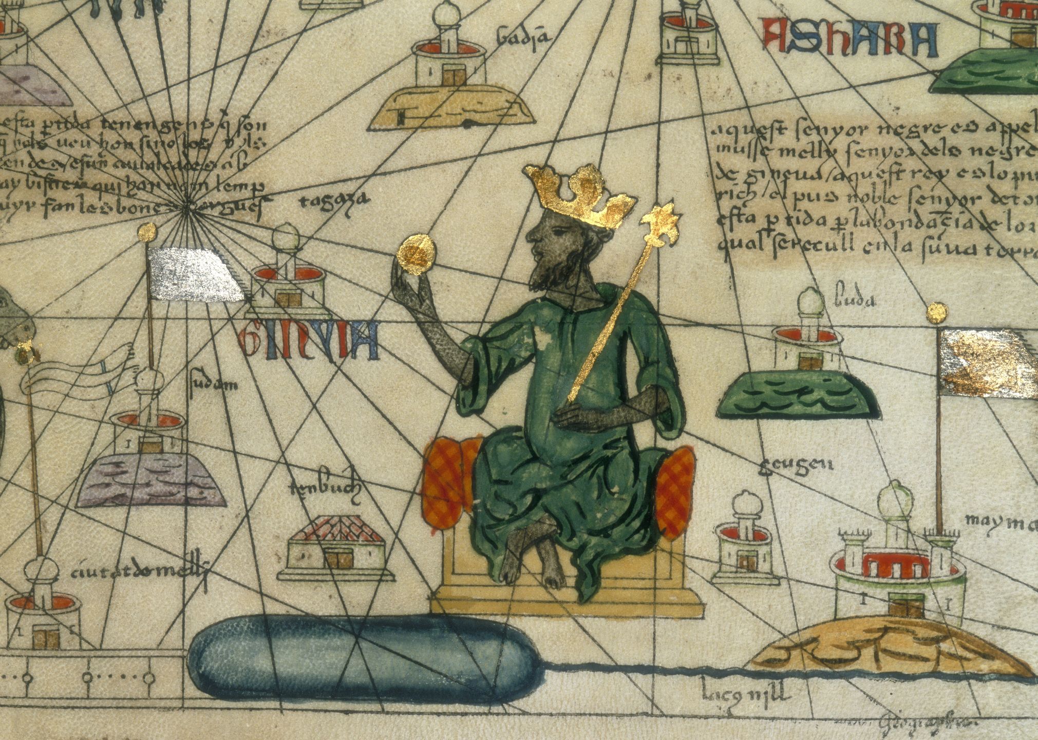Mansa Musa zobrazowany na mapie kartografa A. Cresquesa z XIV w.