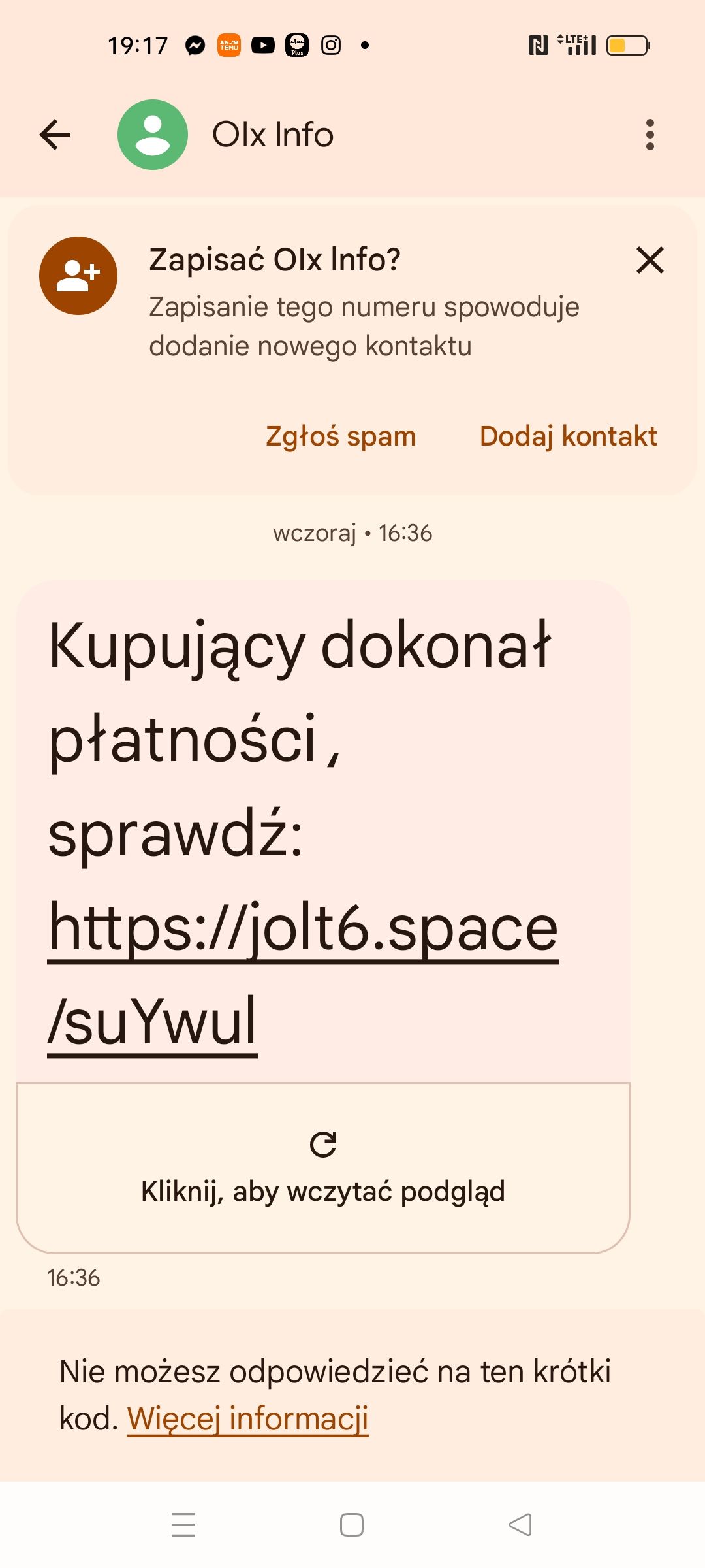 Fałszywy SMS do czytelniczki