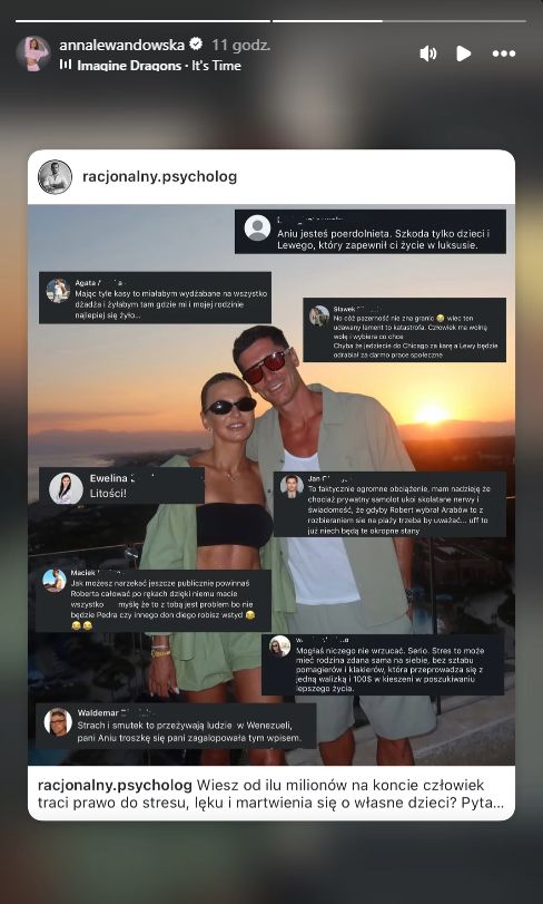 Anna Lewandowska podała dalej wpis psychologa