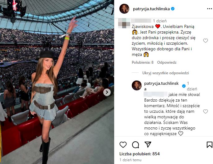 Patrycja Tuchlińska odpowiada na wymowny komentarz