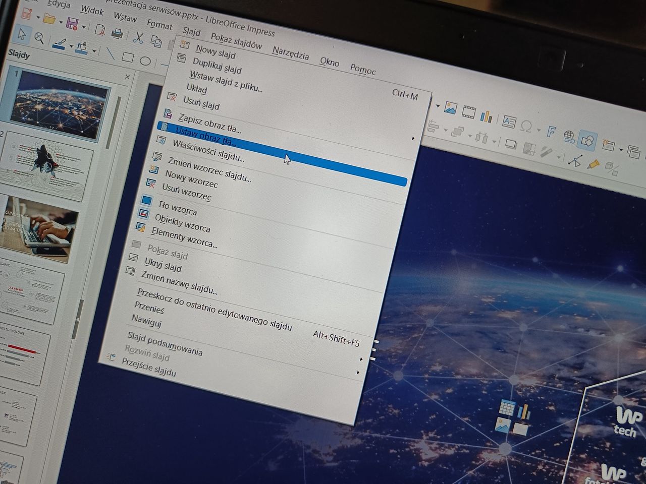 LibreOffice Impress: zmieniamy tło prezentacji