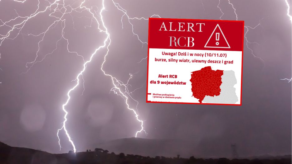 RCB wysłało alerty do mieszkańców 9 województw