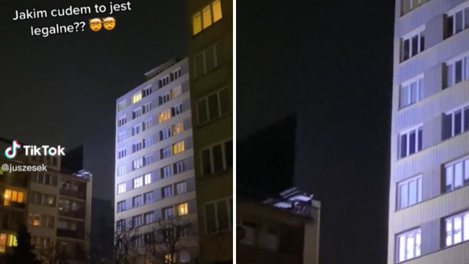 Reklamowy neon świeci wprost w okna sąsiedniego bloku