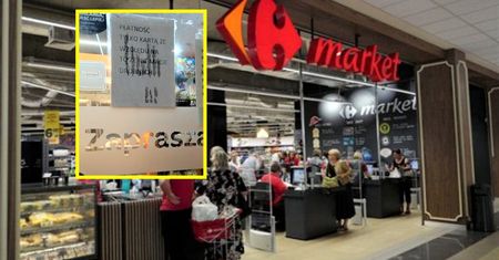 Kobieta złapała za telefon. Kartka z drzwi Carrefoura hitem internetu