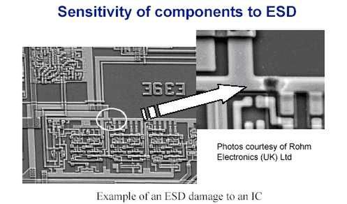 Przykład uszkodzenia spowodowanego ESD