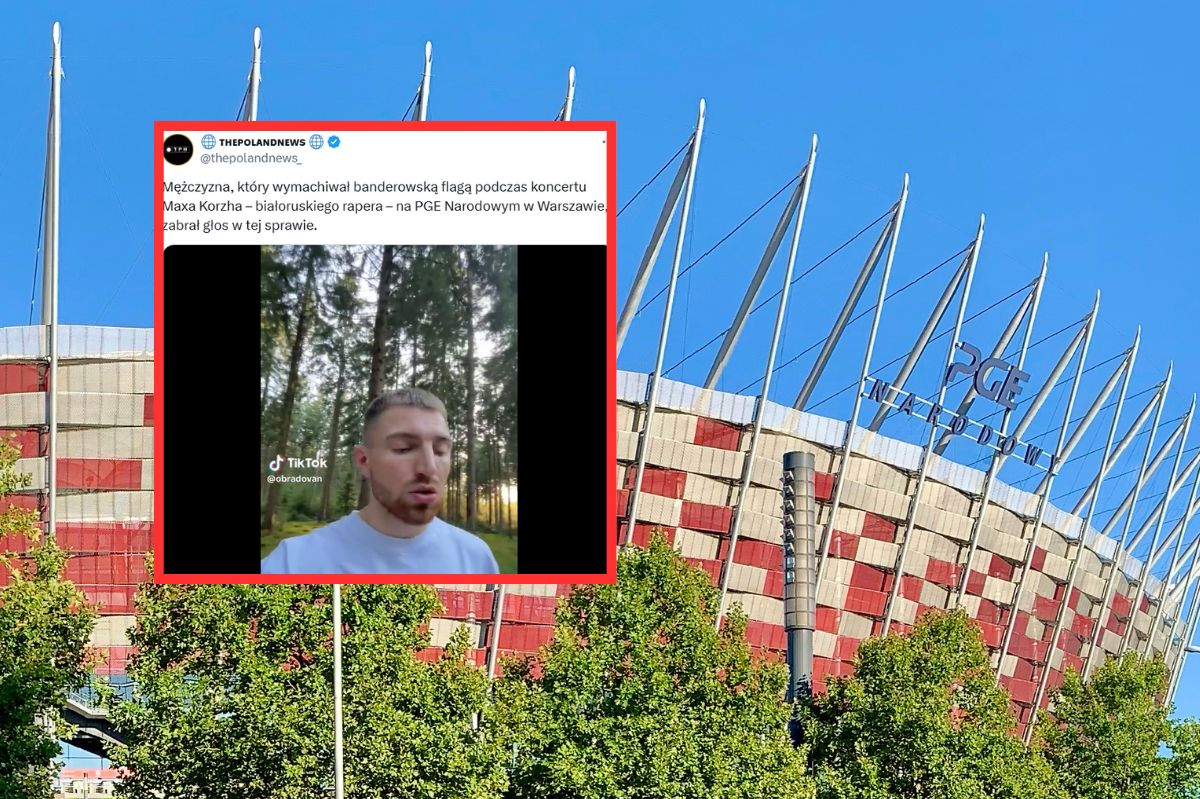 Wymachiwał banderowską flagą na PGE Narodowym. Ukrainiec przeprasza