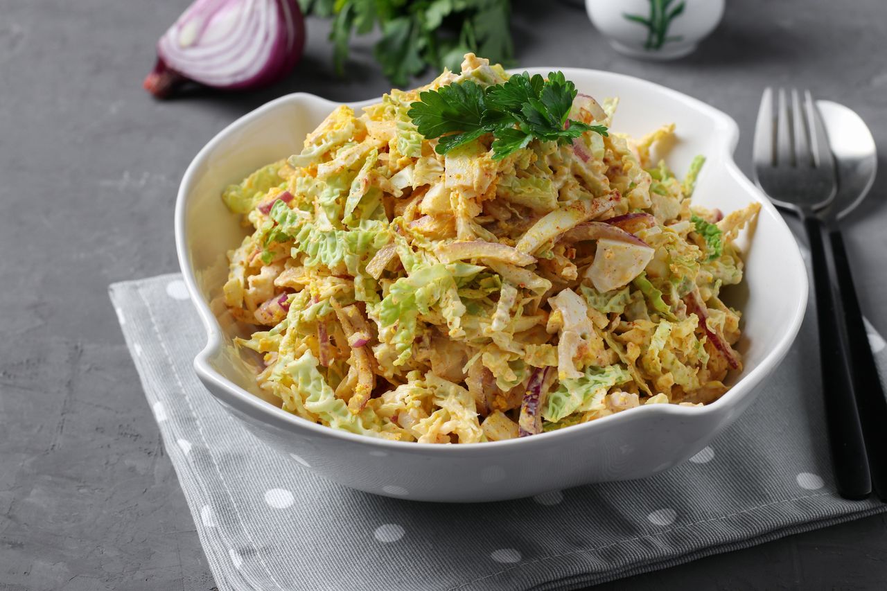 Napa cabbage coleslaw: The perfect match for pork chops