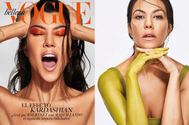 Kourtney Kardashian łapie się za głowę na okładce "Vogue'a"