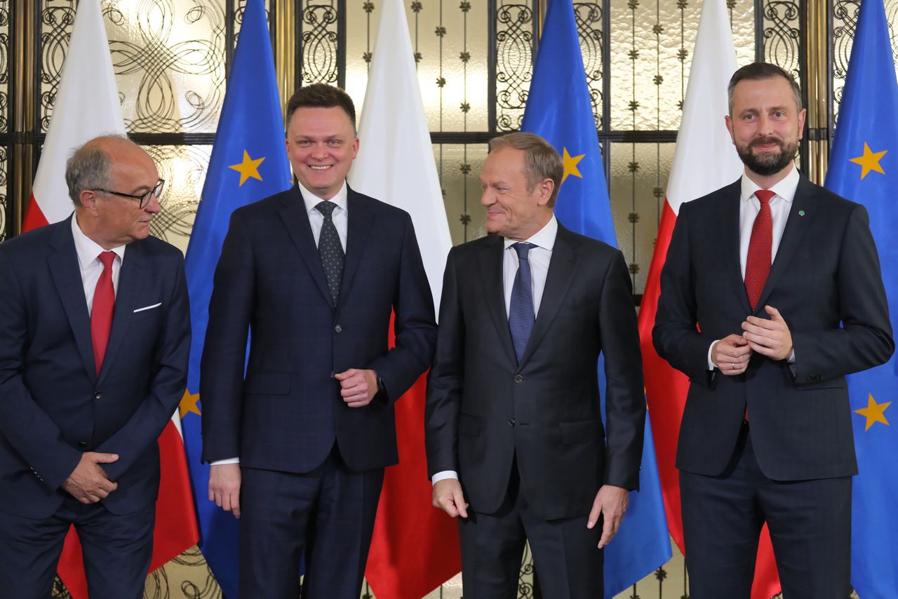 Szymon Hołownia, Władysław Kosiniak-Kamysz, Donald Tusk, Włodzimierz Czarzasty