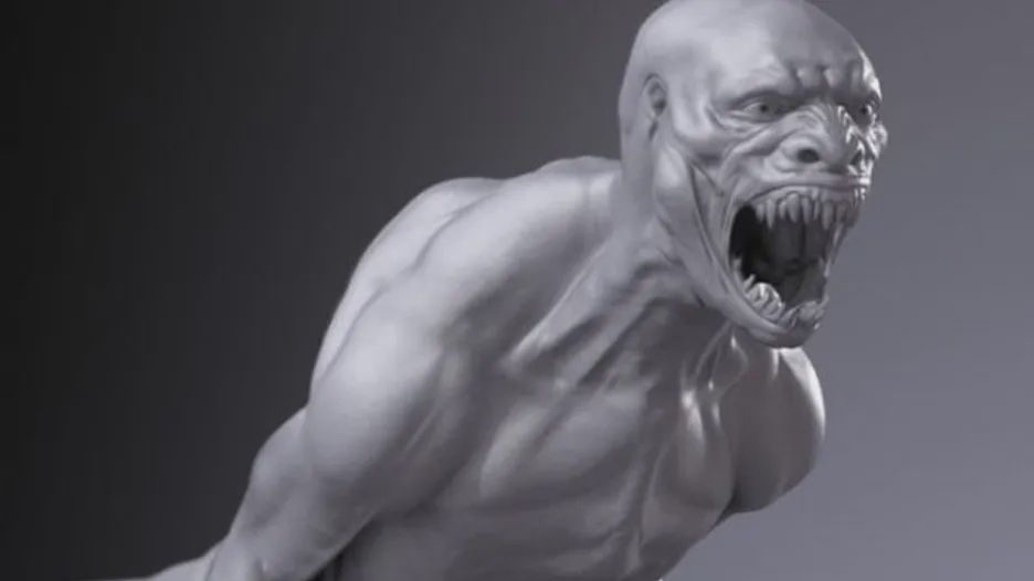 Model koncepcyjny hybrydy człowieka i dinozaura