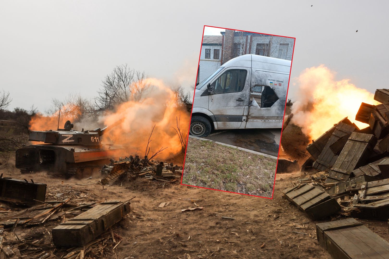Polski bus został trafiony pociskiem artyleryjskim w Donbasie