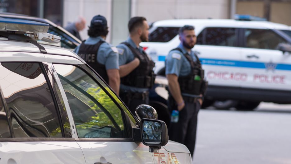 CHICAGO, ILLINOIS, UNITED STATES - MAY 24: Pro-Palestinians held a demonstration amid an increased police presence following the fatal shooting of two Israeli embassy staff in Washington, on May 24, 2025 in Chicago, USA. (Photo by Jacek Boczarski/Anadolu via Getty Images)