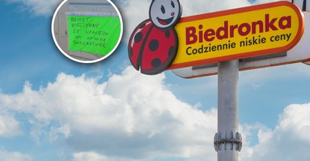 Namioty wyprzedażowe Biedronki zamknięte. Klientów witają takie napisy