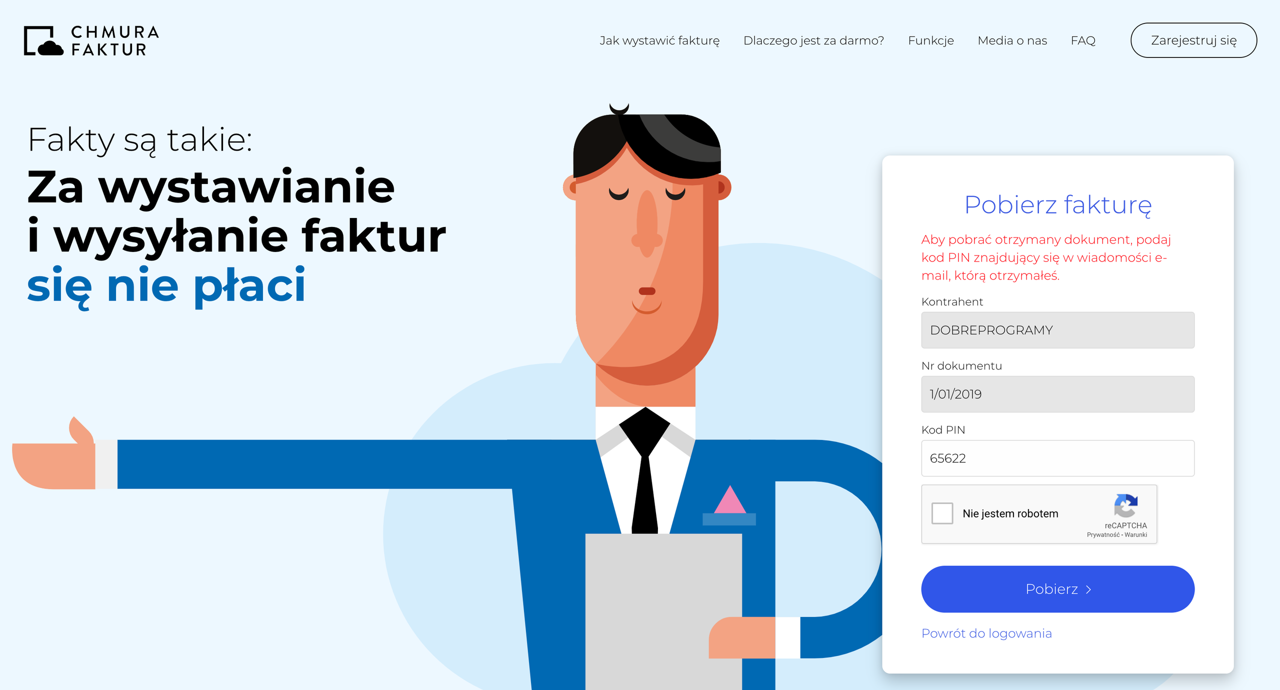 strona pobierania faktury